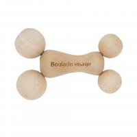 Boulado Objet de massage en bois pyrogravé Boulado visage constitué d'un pièce centrale en forme de cacahuète avec à chaque bout une paire de boules dont les axes convergent à 90°